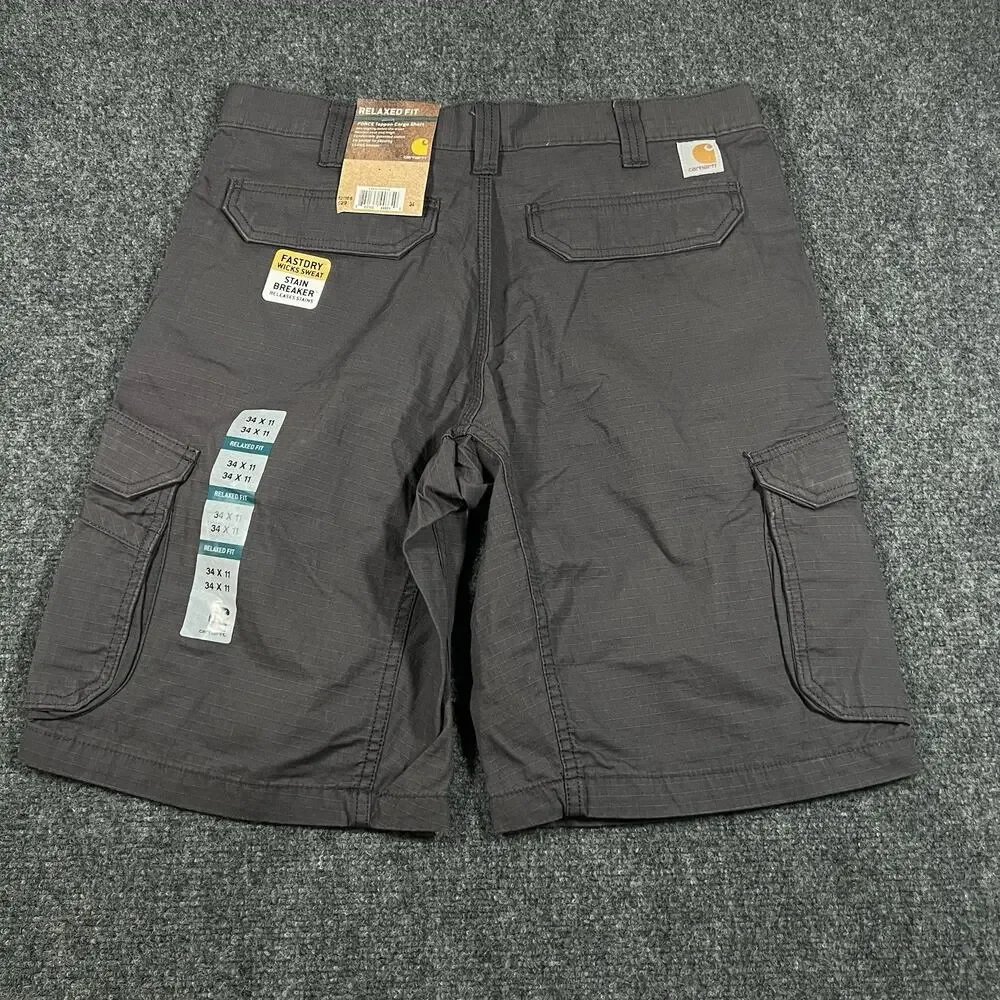 NEW Carhartt Relaxed Fit Force Tappen Cargo Shorts Men's 34 Utility Gray Cotton